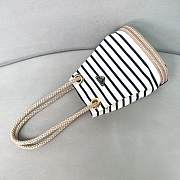 Prada Ivory/Blue Mariner small striped fabric bucket bag - 28/23.5/16.5cm - 2