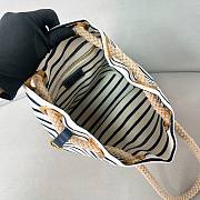 Prada Ivory/Blue Mariner small striped fabric bucket bag - 28/23.5/16.5cm - 3