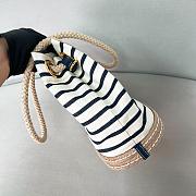 Prada Ivory/Blue Mariner small striped fabric bucket bag - 28/23.5/16.5cm - 4