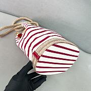 	 Prada Ivory/Red Mariner small striped fabric bucket bag - 28/23.5/16.5cm - 5