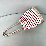 	 Prada Ivory/Red Mariner small striped fabric bucket bag - 28/23.5/16.5cm - 6