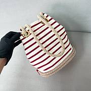 	 Prada Ivory/Red Mariner small striped fabric bucket bag - 28/23.5/16.5cm - 4