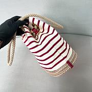 	 Prada Ivory/Red Mariner small striped fabric bucket bag - 28/23.5/16.5cm - 2