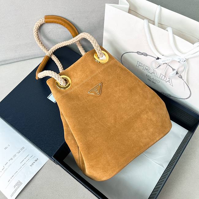 	 Prada Brown Suede Mariner small bucket bag - 28/23.5/16.5cm - 1