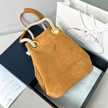 	 Prada Brown Suede Mariner small bucket bag - 28/23.5/16.5cm