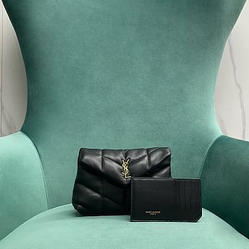 YSL Lambskin Monogram Loulou Puffer Pouch Clutch Black - 18.5x4x12cm