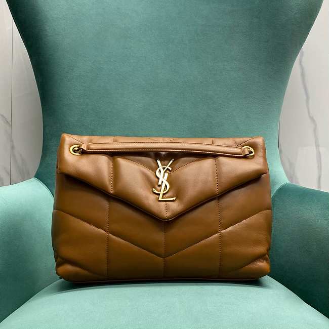 YSL LARGE LOULOU PUFFER IN BROWN - 33x14x24cm - 1