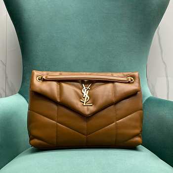 YSL LARGE LOULOU PUFFER IN BROWN - 33x14x24cm