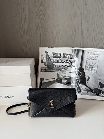 YSL Black Cassandre mini textured-leather shoulder bag - 19x12x4cm