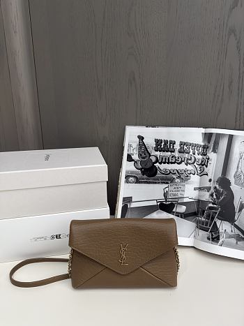 	 YSL Beige Cassandre mini textured-leather shoulder bag - 19x12x4cm
