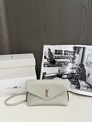 	 YSL White Cassandre mini textured-leather shoulder bag - 19x12x4cm - 1