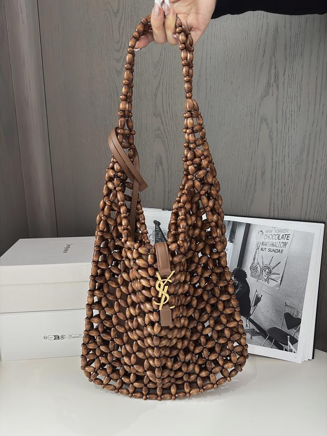 YSL Le 5 A 7 YSL Beaded Wood Hobo Bag - 1