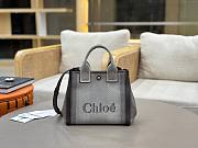 Chloé Small Carry tote bag in striped blue canvas - 27*23*12cm - 6