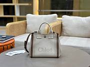 	 Chloé Small Carry tote bag in striped white canvas - 27*23*12cm - 6