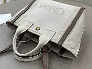 	 Chloé Small Carry tote bag in striped white canvas - 27*23*12cm - 3