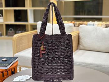 	 Chloé Summer Banana Tote Bag In Raffia in Chocolate - 33*37*2cm
