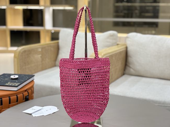 	 Chloé Summer banana panier raffia pink bag - 22*30*2cm - 1