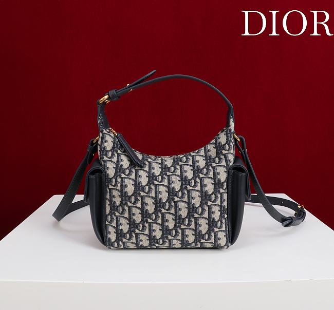 	 Dior Mini D-Journey Bag Blue Dior Oblique Jacquard - 18x17x9cm - 1