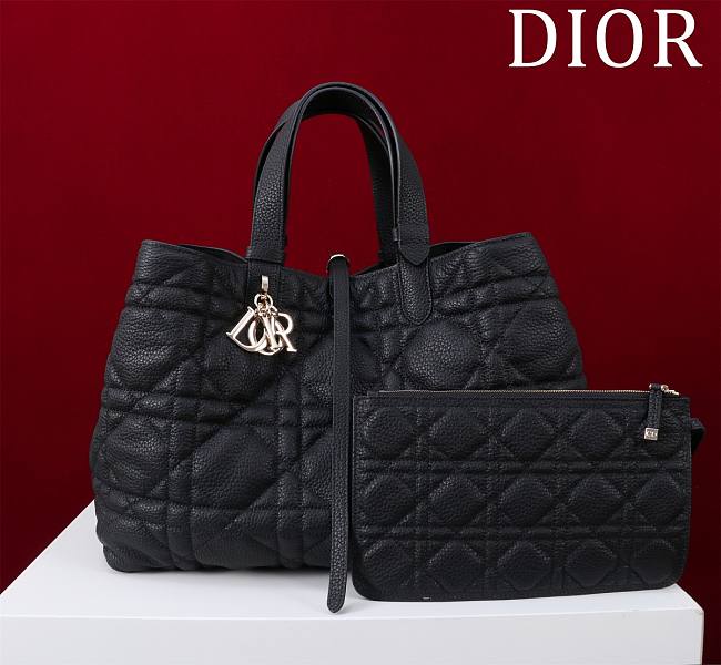 Large Dior Toujours Bag Black Macrocannage Calfskin - 37 × 20 ×28.5cm - 1