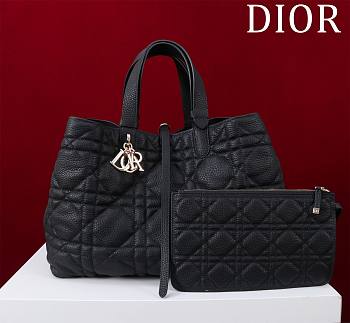 Large Dior Toujours Bag Black Macrocannage Calfskin - 37 × 20 ×28.5cm