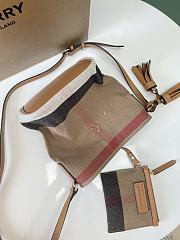 BURBERRY Canvas Check Mini Ashby Tassel Crossbody Saddle Brown - 17 x 15.5 x 24.5cm - 2