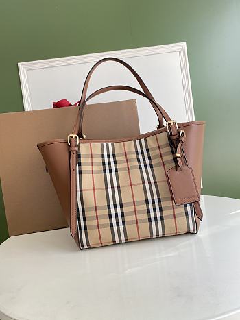 Burberry Brown Horseferry Check Canterbury Panels Tote Braun Mehrfarben Beige - 28x26cm
