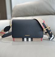 Burberry Mackford Check Canvas & Leather Shoulder Black Bag - 24x17x9cm - 1