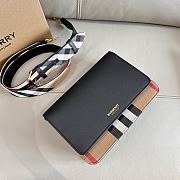Burberry Mackford Check Canvas & Leather Shoulder Black Bag - 24x17x9cm - 4