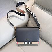 Burberry Mackford Check Canvas & Leather Shoulder Black Bag - 24x17x9cm - 3