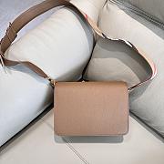 	 Burberry Mackford Check Canvas & Leather Shoulder Brown Bag - 24x17x9cm - 3