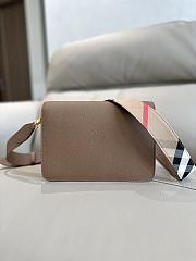 	 Burberry Mackford Check Canvas & Leather Shoulder Brown Bag - 24x17x9cm - 4