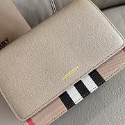	 Burberry Mackford Check Canvas & Leather Shoulder Off White Bag - 24x17x9cm - 3