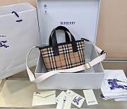 Burberry Checked Brown Tote Bag - 27x9.5x16.5cm. - 1